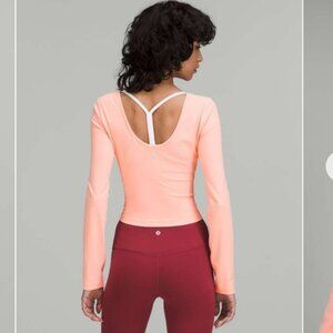 Lululemon Athletica Align Cropped Long Sleeve Top Dew Pink EUC